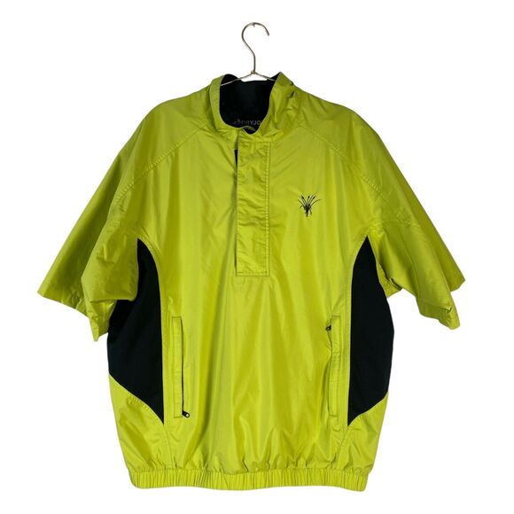DryJoys FootJoy Golf Rain Shirt Jacket Mens M Yellow Short Sleeve 629 - Picture 1 of 9